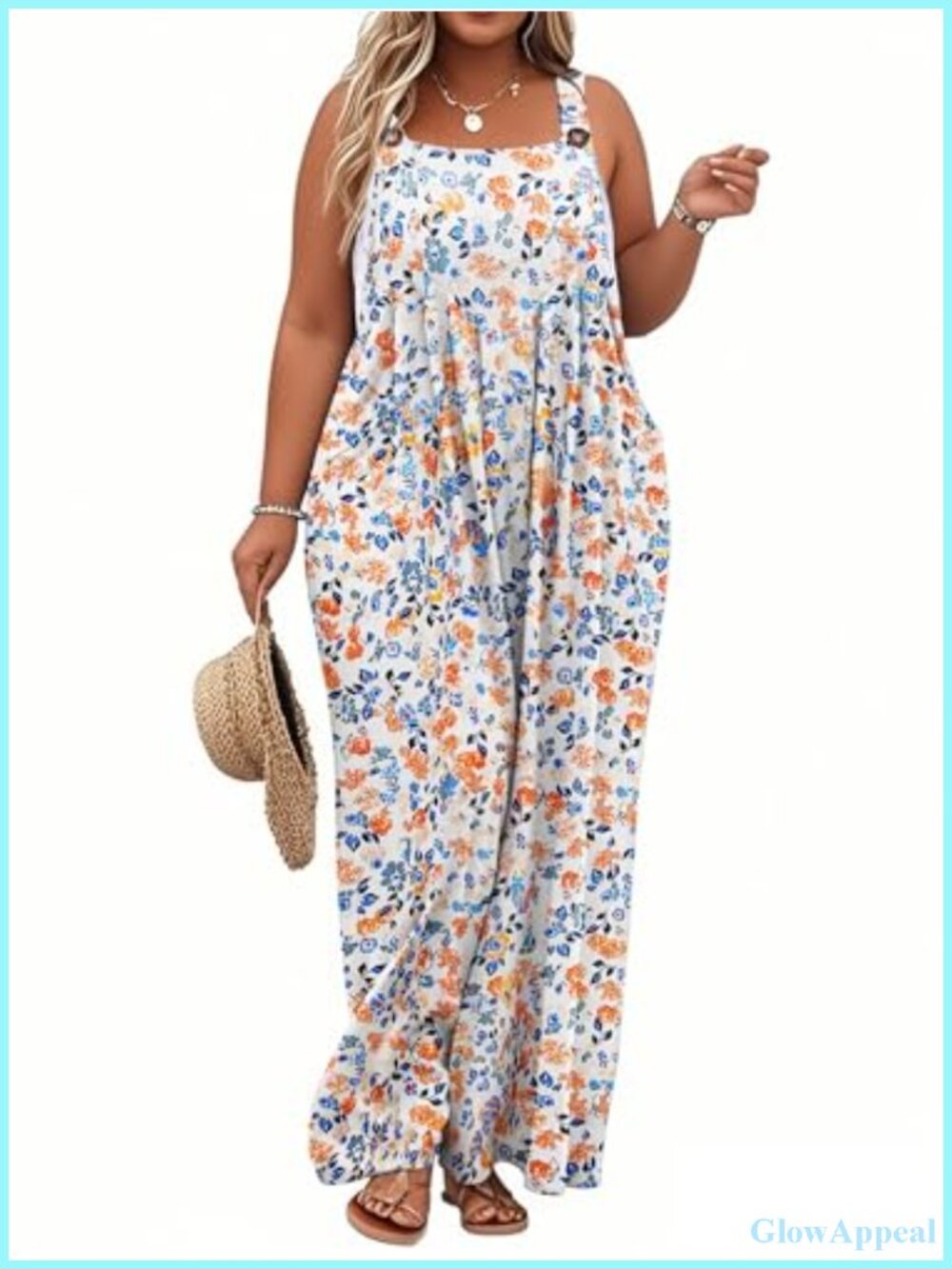 Women's Plus Size Overalls Wide Leg Jumpsuit Summer Sleeveless